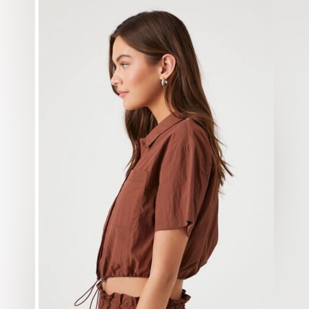 Forever 21 Woven Top/ Button Cappuccino Size M - Picture 8 of 9